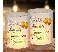 12 photophores de table pour anniversaire, décoration de Nouvel An, photophores avec citations "BEAU QUE NOUS CELEBRIONS ENSEMBLE", pour décoration de mariage, fête du Nouvel An, baptême, bougies