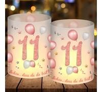 12 Photophores Décoratifs Anniversaire pour 11 Ans, Décoration de Table 11ans Happy Birthday, Deco Anniversaire 11 Ans Femme Homme pour Lumières de thé et Bougies