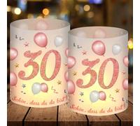 12 Photophores Décoratifs Anniversaire pour 30 Ans, Décoration de Table 30ans Happy Birthday, Deco Anniversaire 30 Ans Femme Homme pour Lumières de thé et Bougies