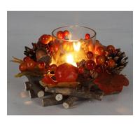 12 photophores en verre avec couronne décorative d'automne D=15cm Bougeoir Décoration de table