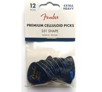 12 Picks Fender® 351, Extra Lourd Bleu Moto, Sac À Plectre