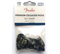 12 Picks Fender® 351, Extra Lourd Noir Moto, Sac À Plectre