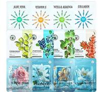 12 Pieases Ensemble de Masques, Masque Tissu Hydratant, Nourrissants Masque de Soins Beauté, pour Tous les Types de Peau, Soin Apaisant et Réparation de la Peau