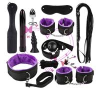 12 Piece B`SD`M Kit Rëšträiñt Set Fun Accessories Bedroom Adventure Game Häñdçüffs Sëx Töyš Kit (Purple)
