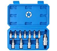 12-Piece Bit Socket Set - TS8-TS60 Star Key Set | 1/4 3/8 1/2 Drive, | Includes 12 PCS TS8-TS60, & S2 Steel Construction, 1/4 3/8 1/2 Drive Sizes, Non-Slip Grip, Perfect for Automotive, Motor