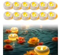 12 Pièce Bougie Flottante LED, Bougie Blanche, Petite Bougies 5.8 x 2.5 cm, Floating Candles pour Dîner, Mariage, Piscine, Spa, Saint Valentin, Décoration de Noël(12 Irréguliers)
