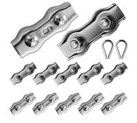 12 Pièce M5 Duplex Clips Serre-Câbles avec Serre-câbles de 5 mm,Duplex Clips Fil Câble,304 Serre-Câbles en Acier Inoxydable,Câble Métallique,Pour Corde à linge, Tendeur