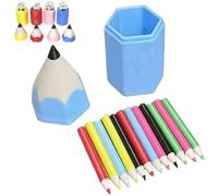 12-Piece Mini Colored Pencil Set for Dollhouses and DIY Miniature Scenes,Ultra-Realistic Tiny Pencils with Mini Storage Case,Tiny Colored Pencils for Desk Decor, Art Studio Display (Blue)