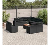 12-Piece Outdoor Patio Furniture Set with Cushions, Black Wicker Resin Garden Sofa Set for Backyard, Terrace, Includes Modular Sectional, Coffee Table & Thick Cushions, Durable Weather-Resistant