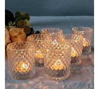 12 Pièce Photophore Bougie,Photophores Bougeoir en Verre Transparent,Photophore Verre,Bougeoirs Support pour Bougies Chauffe-Plat,Porte Bougie Decorative pour Table Mariages,Noël,Fêtes d'anniversaire