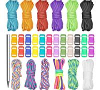 12 Pieces 10 Sheets Paracord Schnur Seile,Paracord Armband Paracord Bänder Set Mit 24 Paracord Steckverschluss Für Diy Armbänder,Schlüsselanhänger,Hundeleinen,Leinen,Zeltseil
