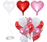 12 Pièces 18 inches Ballon Coeur Rouge Hélium Décoration Romantique Ballon en Aluminium Pour Saint Valentin Anniversaire Fiançailles Mariage