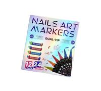 12 pièces 24 couleurs stylos à tête souple pour nail art marqueurs à double tête imperméables à séchage rapide pour la conception et la peinture Unguis ensemble de cadeaux d ' art Unguis