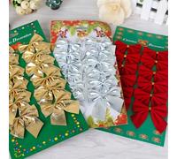 12 pièces/24 pièces/36 pièces Petits nœuds faits à la main Boîte-cadeau d'arbre de Noël décorations - Idéal pour la décoration de bureau, les bouquets de mariage, l'emballage de cadeaux et les décorat