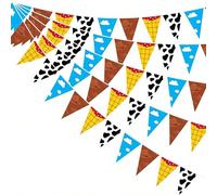 12 pièces/24 pièces Décorations de fête d'anniversaire thème histoire de bandes dessinées, fournitures de fête d'anniversaire histoire de bandes dessinées, fanions de nuages bleus et blancs, fanions à