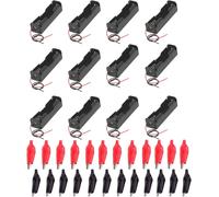 12 Pieces 3.7V Battery Holder with Wire Leads + 24 Pieces Crocodile Clips + 1 Pz Plastic Battery Box
