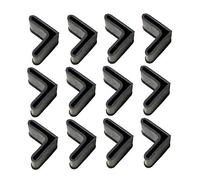12 Pièces 35 mm x 35 mm Meuble Fer Pied Tampon Casquettes Pieds Jambes Meubles Patin en Caoutchouc Forme L d'angle en Fer Noir