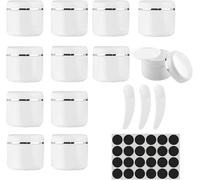 12 Pièces 50ml Pots Cosmétiques Vide Blanc,Conteneurs Cosmétiques Avec Spatule En Plastique,Petite Pots Rechargeables D'échantillon Pour Slime Lotion Brillant À Lèvres Huiles Essentielles