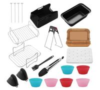 12 Pièces Accessoires pour Friteuse à Air,Moule Silicone Accessoires,Convient pour Ninja Foodi AF400EU AF300EU 7,6 L-9,5 L et d'autres Modèles, y compris Grille de Friteuse, Papier Sulfurisé, etc.