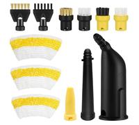 12 Pièces Accessoires pour Nettoyeur Vapeur Kärcher, Compatibles avec SC1 SC2 SC3 SC4 SC5, Embouts Long et Courbé, Buse à Joints, Brosses Ronde et Plate, Chiffon Microfibre, Kit de Nettoyage