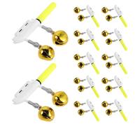 12 Pièces Alarme de Morsure LED pour Canne à Bâton Lumineux Vert | Double Cloche, Clip Antidérapant, Installation Facile, Usage sous Pluie et Glace, Corps Abs Cuivre