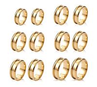 12 Pièces Anneau à Noyau Vierge Bagues Rainurées en Acier Inoxydable pour Bague Incrustée Création de Bijoux DIY Taille 7/8/9/10/11/12 Bague ronde en Métal Bague Vide de 8mm de Large Cadeau (Style 6)