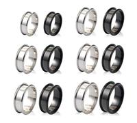 12 Pièces Anneau à Noyau Vierge Bagues Rainurées en Acier Inoxydable pour Bague Incrustée Création de Bijoux DIY Taille 7/8/9/10/11/12 Bague ronde en Métal Bague Vide de 8mm de Large Cadeau (Style 3)