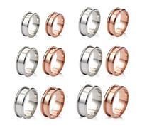 12 Pièces Anneau à Noyau Vierge Bagues Rainurées en Acier Inoxydable pour Bague Incrustée Création de Bijoux DIY Taille 7/8/9/10/11/12 Bague ronde en Métal Bague Vide de 8mm de Large Cadeau (Style 4)