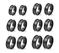 12 Pièces Anneau à Noyau Vierge Bagues Rainurées en Acier Inoxydable pour Bague Incrustée Création de Bijoux DIY Taille 7/8/9/10/11/12 Bague ronde en Métal Bague Vide de 8mm de Large Cadeau (Style 5)