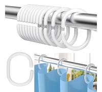 12 pièces Anneau Rideau Douche, Anneaux Rideaux en Forme de C,Crochet Rideau en Plastique,Crochet Rideau Douche en Blanc,Anneaux Rideaux Douche pour Salle de Bain,des Rideaux et Rideaux de Bain