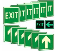 12 Pièces Autocollant Issue de Secours Uniquement, Panneau Sortie de Secours Lumineux, Cm 15x15 Flèche Autocollante, Adhésif Panneau de Sortie de Secours photoluminescent