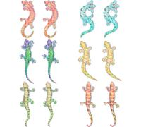 12 Pièces Autocollants Gécko Magnétiques, Décoratifs, PVC | Réutilisables, Effet Irisé et Pailleté, pour Portes Moustiquaires et Réfrigérateurs, Motif Coloré