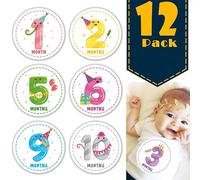12 Pièces Autocollants Mensuels pour Bébé, Cartes | Usage Social Media et Grossesse, Collage Répété sans Traces, Doux sur Vêtements