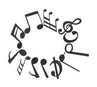 12 Pièces Autocollants Muraux Notes de Musique Noirs, Stickers