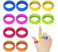 12 Pièces Bague Anti Stress Enfant Jouets Fidget Sensoriels,Anneaux Fidget Sûrs Anti Stress Relief Toy, Jouet en Silicone pour soulager Le Stress Anneau Fidget pour Salle de Classe