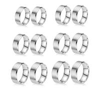 12 Pièces Bague en Acier Inoxydable avec Noyau Vierge Bagues Rondes en Métal Massif de 8 mm avec Incrustations Tailles 6/7/8/9/10/11 Alliance en Argent Poli mat Brossé pour la Création de Bijoux (R1)