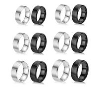 12 Pièces Bague en Acier Inoxydable avec Noyau Vierge Bagues Rondes en Métal Massif de 8 mm avec Incrustations Tailles 6/7/8/9/10/11 Alliance en Argent Poli mat Brossé pour la Création de Bijoux (R3)