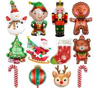 12 Pièces Ballons de Noël Géant Taille Extra Large, Ballon à Hélium en Feuille d'aluminium Père Elfe de Noël Décorations de Fête