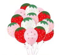 12 pièces Ballons Latex Fraise Douce 12 pouces, Ensemble Joyeux Anniversaire J'aime les Ballons Fraise, Décorations de Fête d'Été Hawai, Noël Modèle A,StyleB,StyleC,Style D,Modèle ELatex