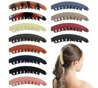 12 Pièces Banana Clip Hair, Pince Banane, Pince Cheveux Fille, Grosse Pince Cheveux, Grandes Barrettes Banane, Plastique Doux Pour La Peau Et Adapté à Un Usage Quotidien