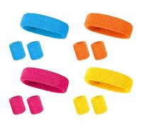12 Pièces Bandeau et Bracelets de Sport Fluo - Accessoires Rétro Années 80/90 pour Bandeaux de Course Accessoires de， Hommes et Femmes