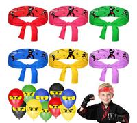 12 Pièces Bandeau Ninja Respirant pour Enfants, Cadeaux de fête Ninjas, Ninjas Bandeau de Fête pour Karaté Halloween Fête d'Anniversaire, Cartoon Costume Anime