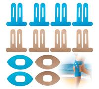12 Pièces Bandes de Kinésiologie Pré-Découpées pour Genou, Tape Kinesiologie Prédécoupé Genou Sport, Strap Élastique Imperméable Adhésif, 8 K-Forme + 4 Ovales, Beige & Bleu, pour Activités Sportives
