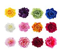 12 Pièces Barrette Fleur,Rose Broche Epingle à Cheveux,Multicolore Rose Cheveux Barrette Accessoires pour Femmes Filles Fête Plage Mariage
