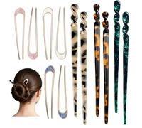 12 Pièces Bâtonnets à Cheveux en Acétate, Bâtonnets Rétro et Fourchettes en U pour Cheveux, Épingles à Cheveux Chinoises et Françaises pour Femmes Accessoires Capillaires