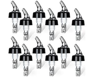 12 pièces Becs à Liqueur, Bec verseur alcool huile Auto-Pour 3 oseur, Bouchon Bouteille Vin, verseur huile d'olive, transparent/noir, Plastique