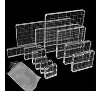 12 Pièces Blocs De Tampon En Acrylique Avec Lignes Grille, Outil Décoratif Pour Album, Scrapbooking, Loisirs Créatifs, Cartes