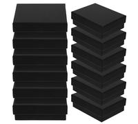 12 Pièces Boîte à Bijoux Réutilisable en Papier Noir | Emballage Présent Simple et Classique, Ouverture Facile, Carton Papier, Lot Polyvalent pour Bijoux