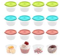 12 Pièces BoîTe Alimentaire, 160ML Récipients de Conservation Hermétiques, Récipient de Conservation des Aliments avec Couvercle Rond, Mini Pot pour Sauces, Trempettes, Condiments