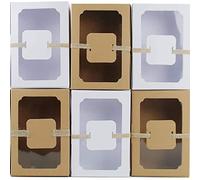 12 Pièces Boite Cadeau avec Fenêtre, Boîtes à Gâteaux en Papier Kraft, Boîtes à Bonbons en Carton avec Fenêtre, avec 12 Cartes Papier et un Rouleau de Ficelle, 2 Couleurs, pour Desserts, Gâteaux